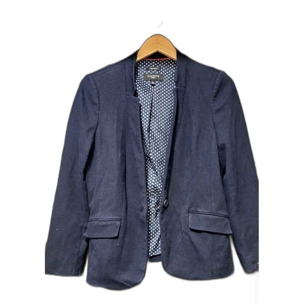 Talbots Aberdeen Petite Navy Blazer Jacket 12P, Cotton Modal Blend, Tailored